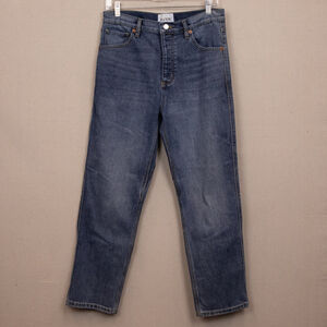 DU/ER mid-weight high rise ankle straight button fly jeans- 30x27